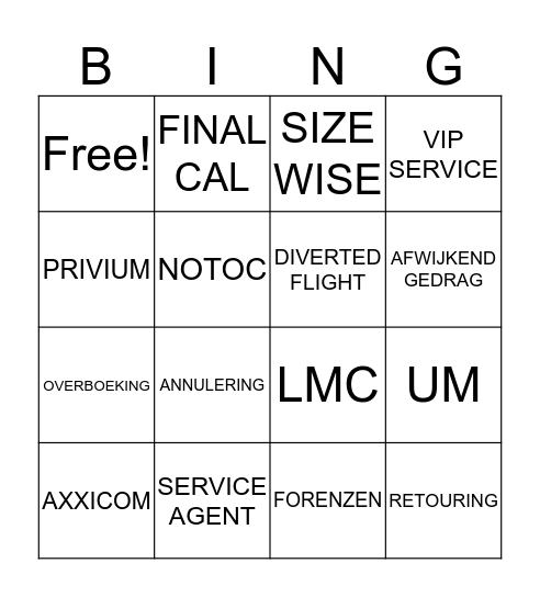 LUCHTVAART Bingo Card