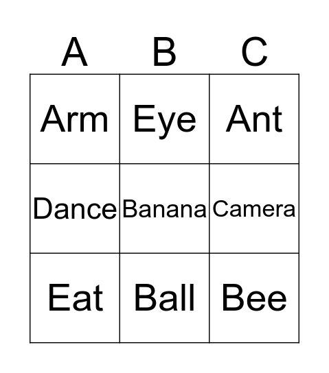 ABC Bingo Card