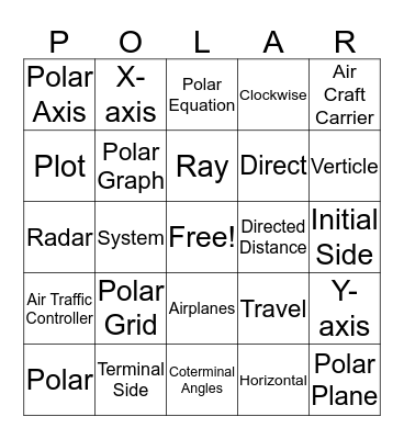 Unit 9.1 Polar Bingo Card