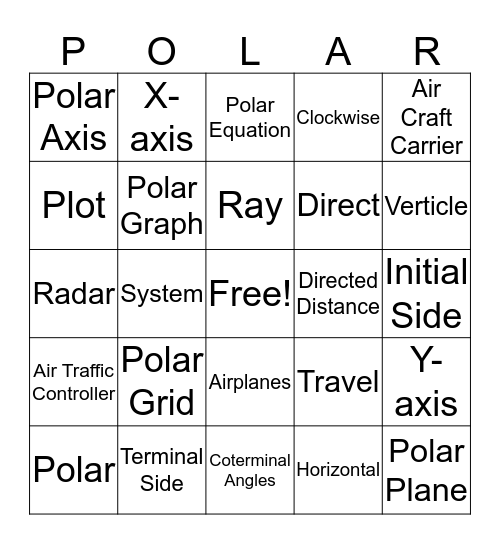 Unit 9.1 Polar Bingo Card