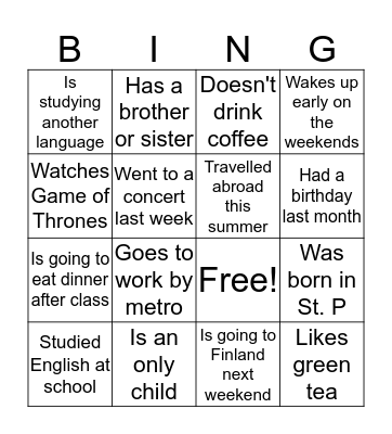 Question Forms Bingo Card