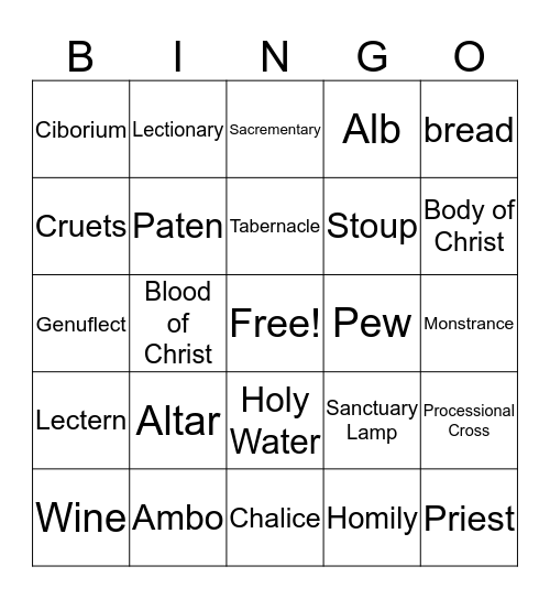 Mass Bingo Card