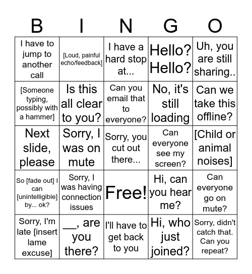 Webex Bingo Card