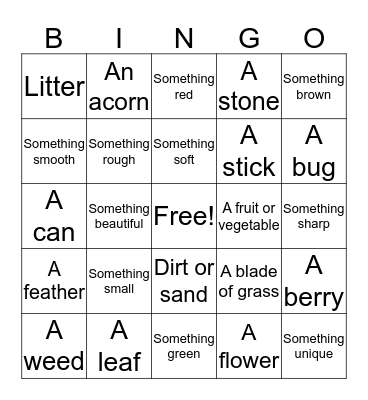 Camping/Nature Bingo Card