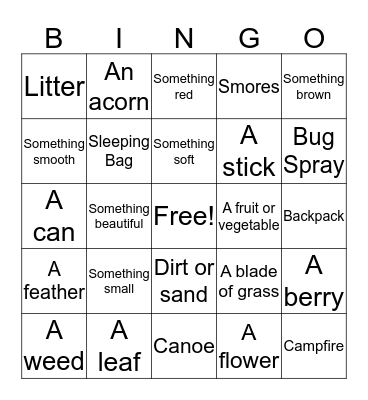 Camping/Nature Bingo Card
