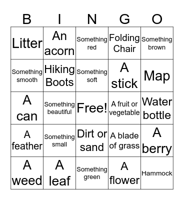 Camping/Nature Bingo Card