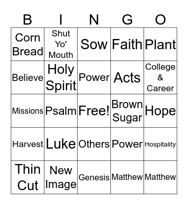 Pastor Al's Birthday Bash Bingo Card