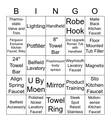 Moen BINGO Card
