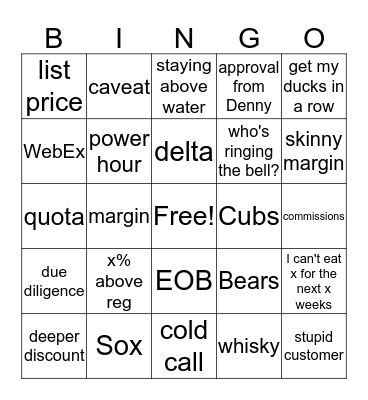 SALES LINGO BINGO Card