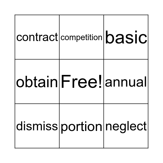 9-11-17 Voc. Unit 2 Bingo Card