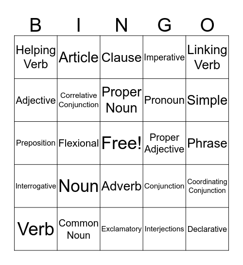 Our Mother Tongue Bingo Card