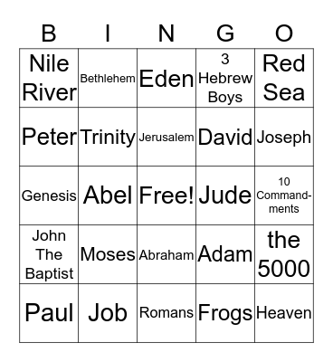 Bible Bingo Card