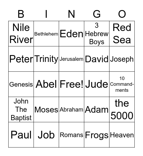 Bible Bingo Card