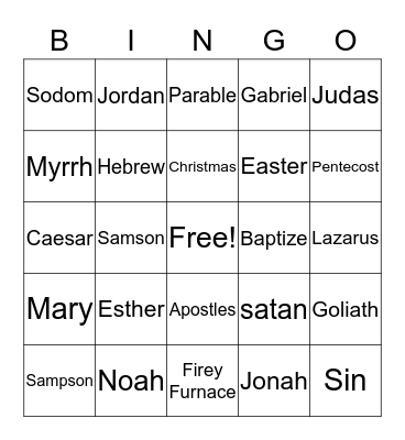 Bible Bingo Card