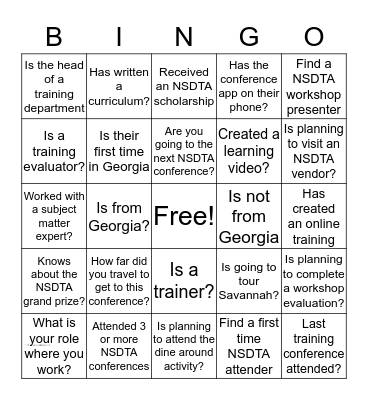 NSTDA Networking Bingo Card