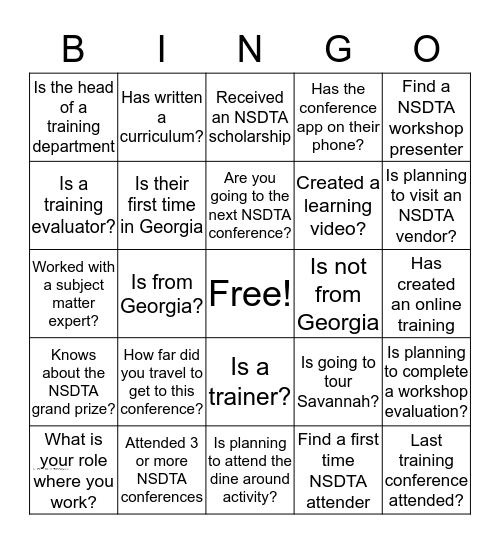 NSTDA Networking Bingo Card