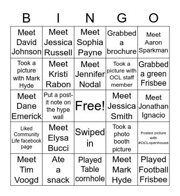 Community Life Bingo Card