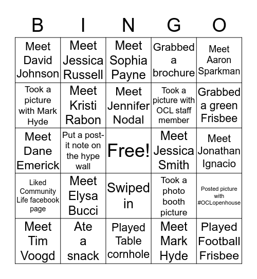 Community Life Bingo Card