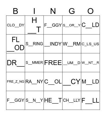THE WEATHER Bingo Card