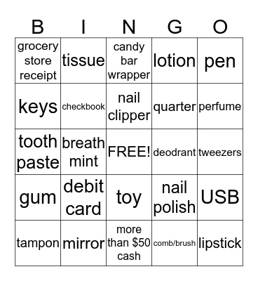 Jessica's Party Bingo Card