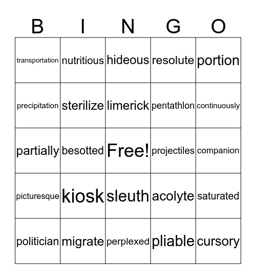 Context Clues! Bingo Card