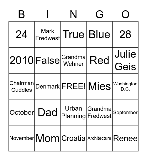 BRIDAL SHOWER BINGO Card