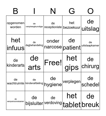 Het ziekenhuis Bingo Card