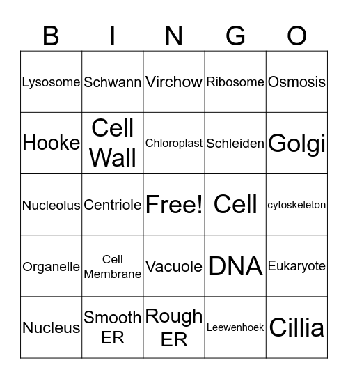 Cell bingo Card