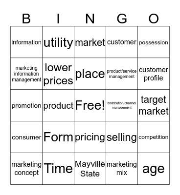 Marketing ch. 1 Bingo Card