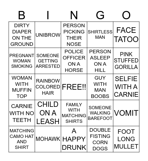 STATE FAIR BINGO!!!! Bingo Card