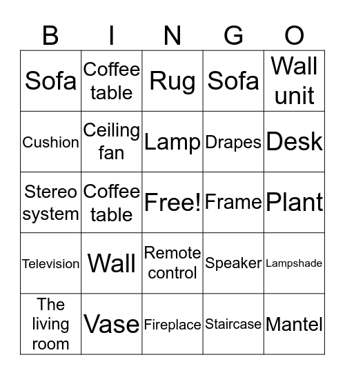 客廳三語賓果 Bingo Card