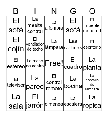 客廳三語賓果 Bingo Card