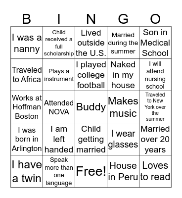 Long Branch Staff Bingo Card