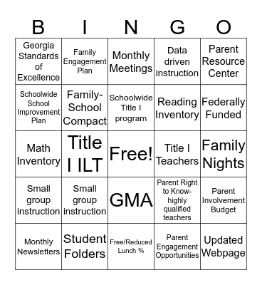 Title I Annual Meeting Bingo Card