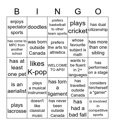 BIO BINGO, Period D: Find someone who... Bingo Card