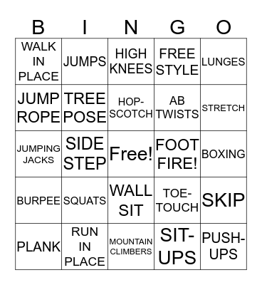 GET YOUR BINGO MOVING! Bingo Card
