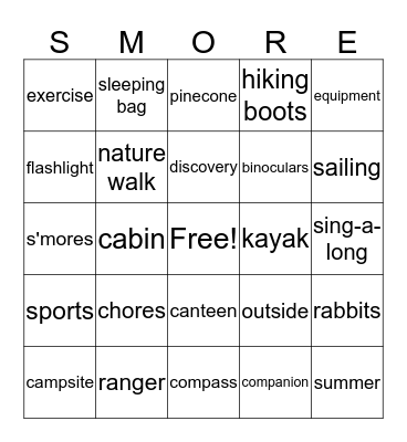 Camp Read S'More Bingo Card