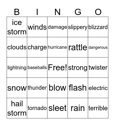Storms Bingo Card