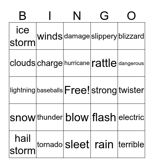 Storms Bingo Card