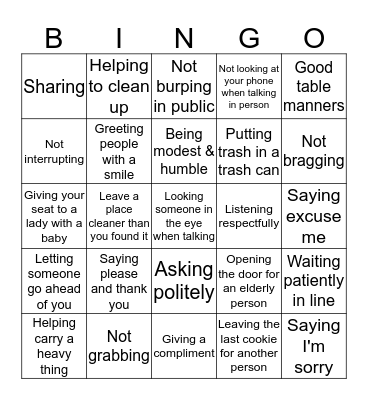 A Scout is Courteous Bingo Card