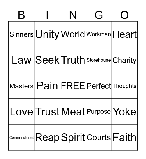 BIBLE BINGO Card