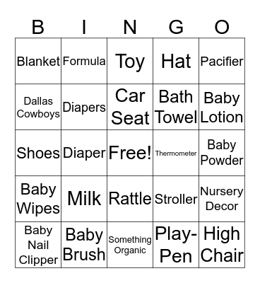 Baby Baca Bingo Card