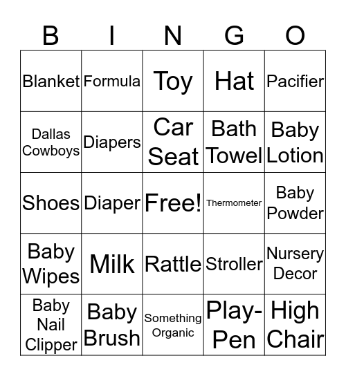 Baby Baca Bingo Card