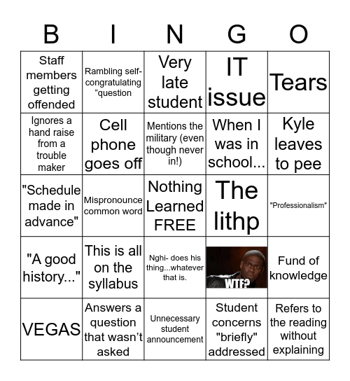Testing Center is for Losers Bingo Card