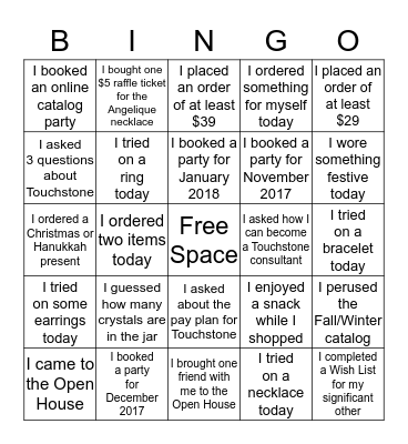 Holiday Open House Blingo! Bingo Card