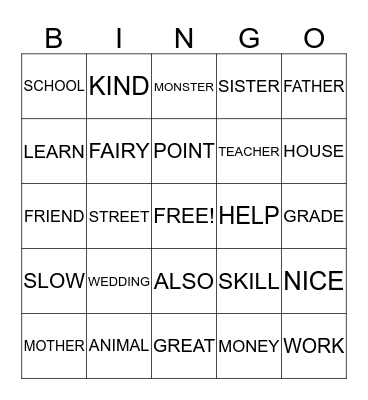 FAMILY BINGO Card