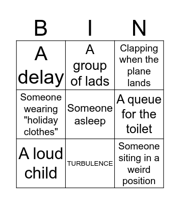 Airplane Bingo Card