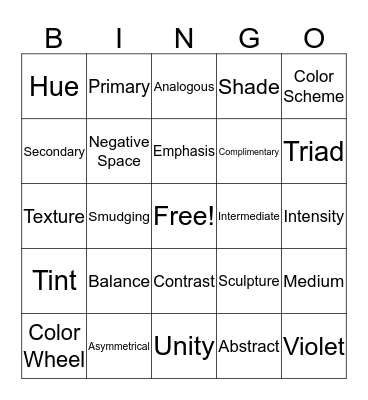 Art Bingo Card