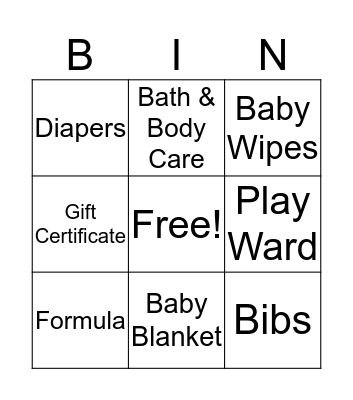 Nicole's Baby Shower  Bingo Card