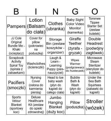 BABY SHOWER BINGO Card